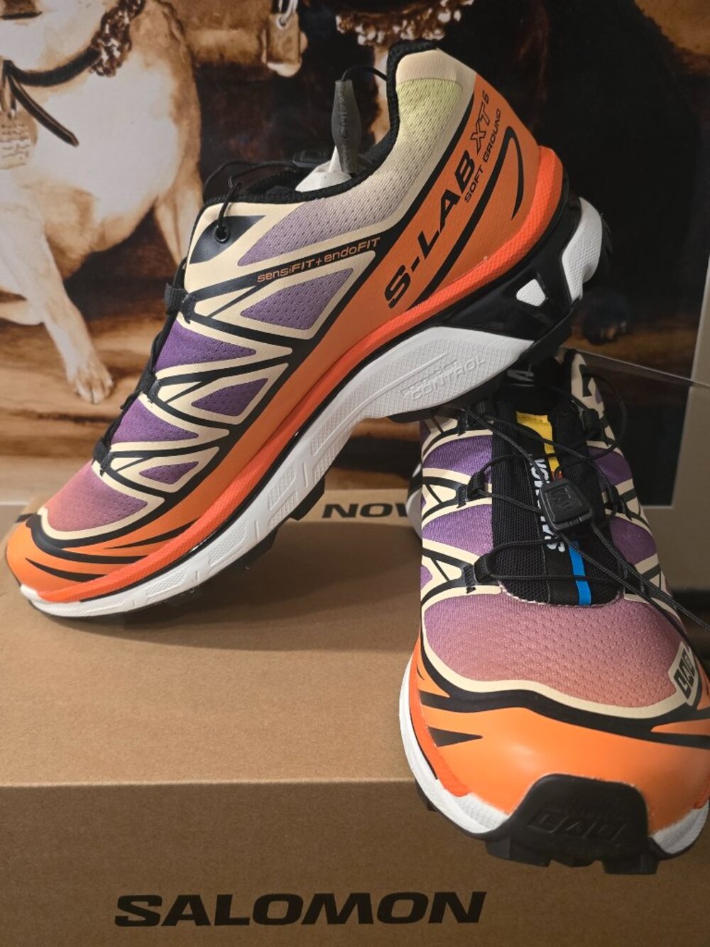 Salomon XT-6 Black Almond Cream Dragon Fire L49154300 Men's Size 10.5 US NEW